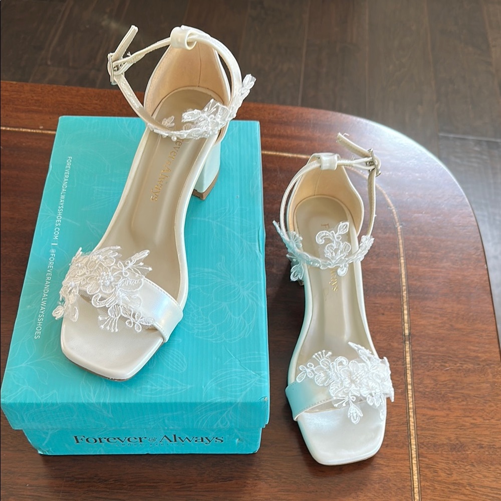 Forever & Always White Heels with Satin Finish and Ankle Strap
